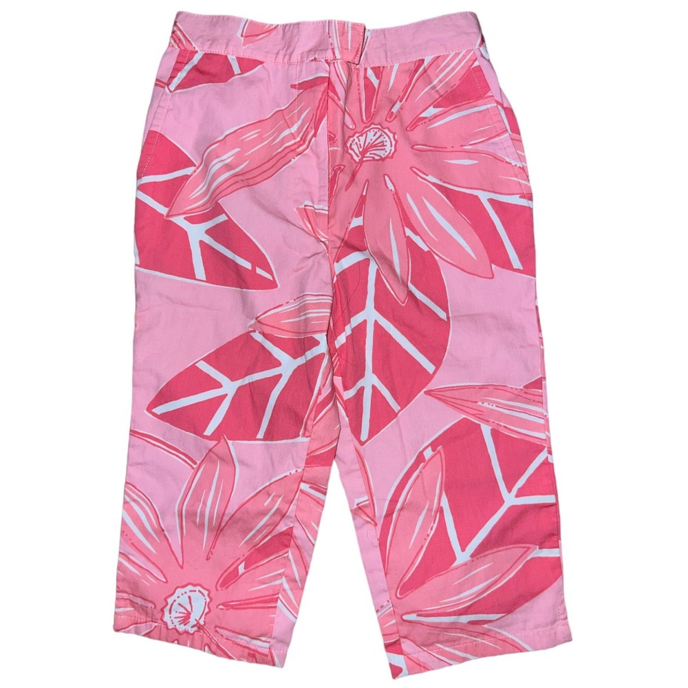 Lilly Pulitzer Palm Pant Vintage White Label Y2k Barbie Pink  Peddle Pusher Sz 4